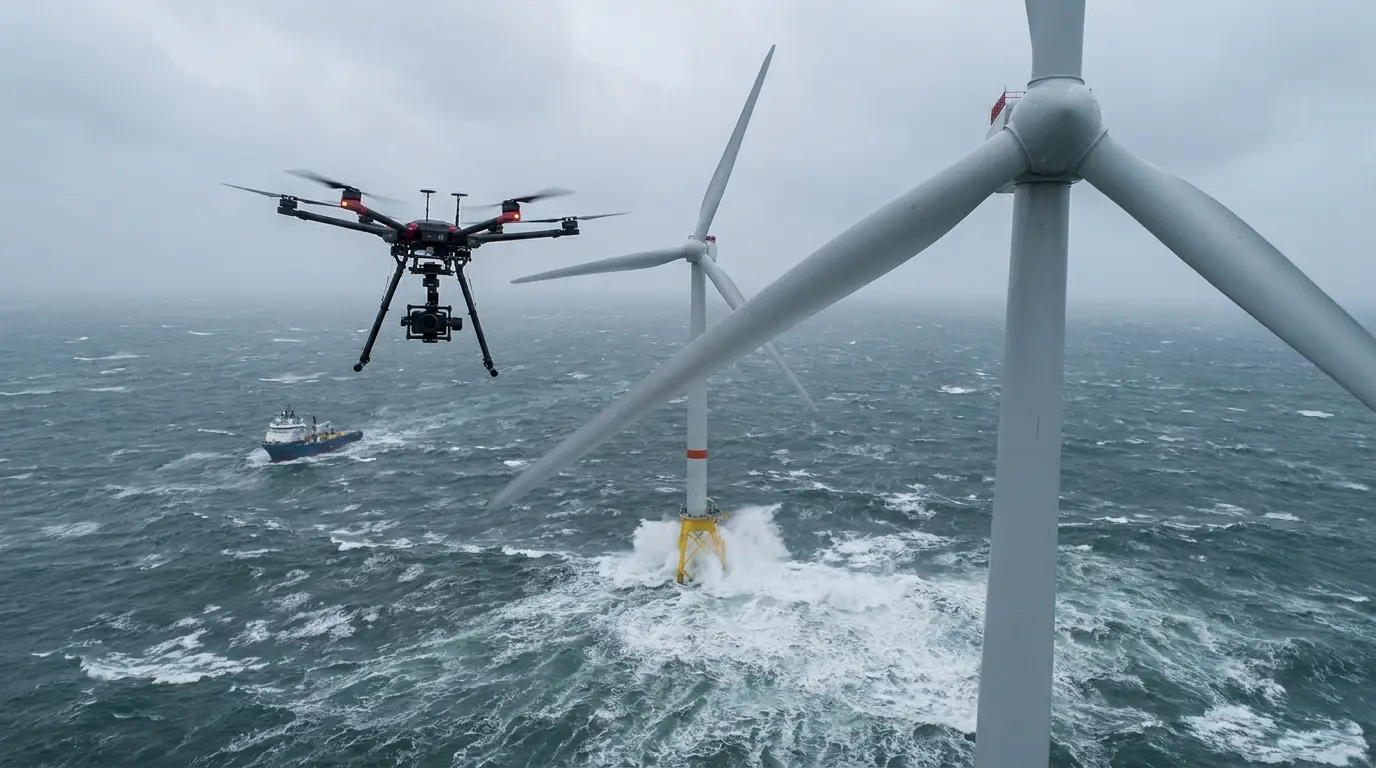 Drones Inspect Offshore Wind Turbines with Precision