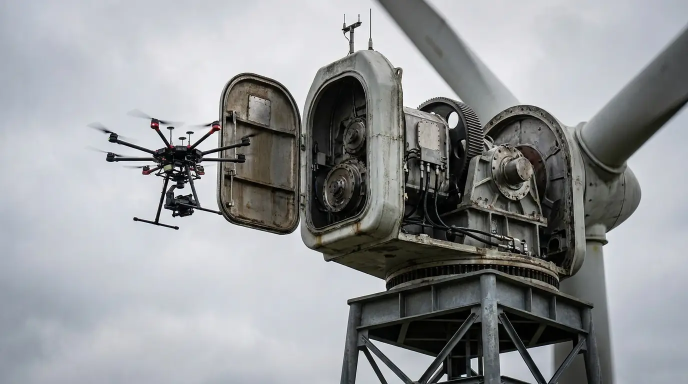 Wind Turbine Nacelle & Gearbox Inspection Using Industrial Drones